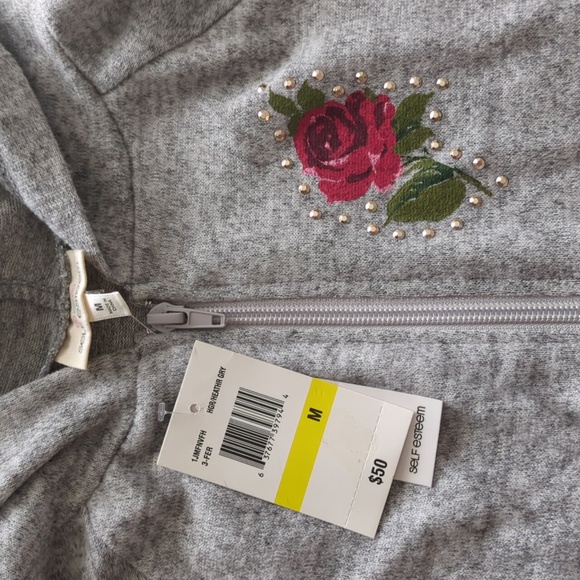 Self Esteem Girls Matching Set Size Medium Rose Zip Up Sweatshirt & Flare Pants - Picture 5 of 16